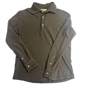 Luca Faloni Mens Long Sleeve Cotton Polo Shirt Brown Made in Italy Small Classic